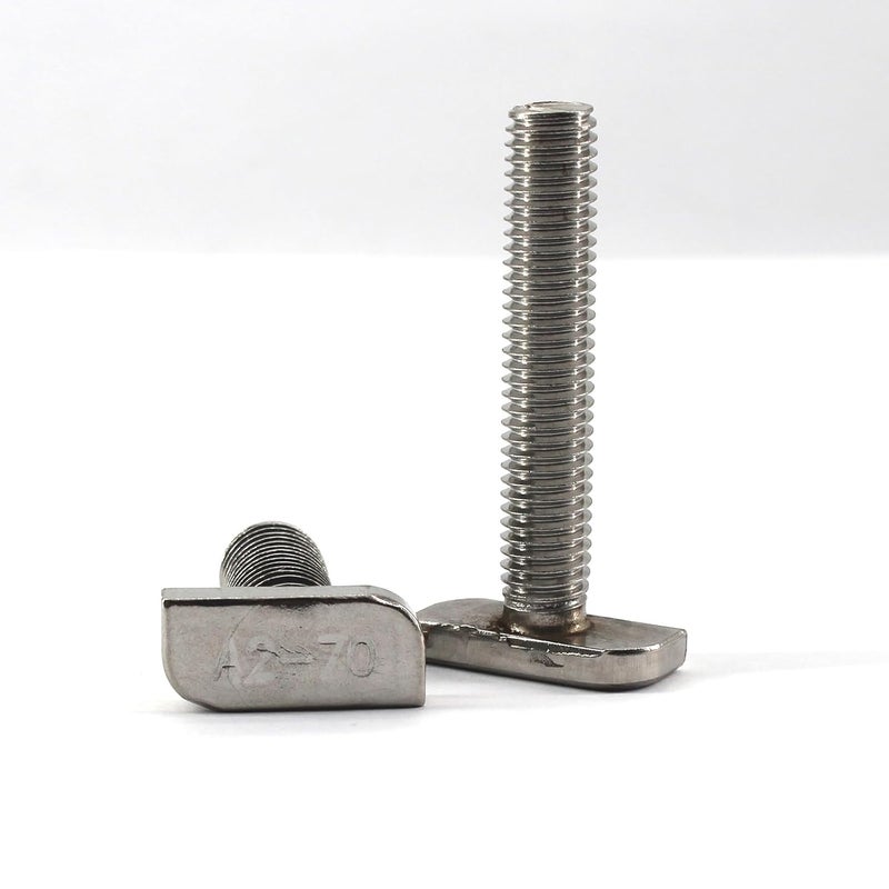 Faspiroty 20Pcs M8x20 304 Stainless Steel T-Slot Bolt T-Shaped Bolt Screw 23mm Head Size - Image 1